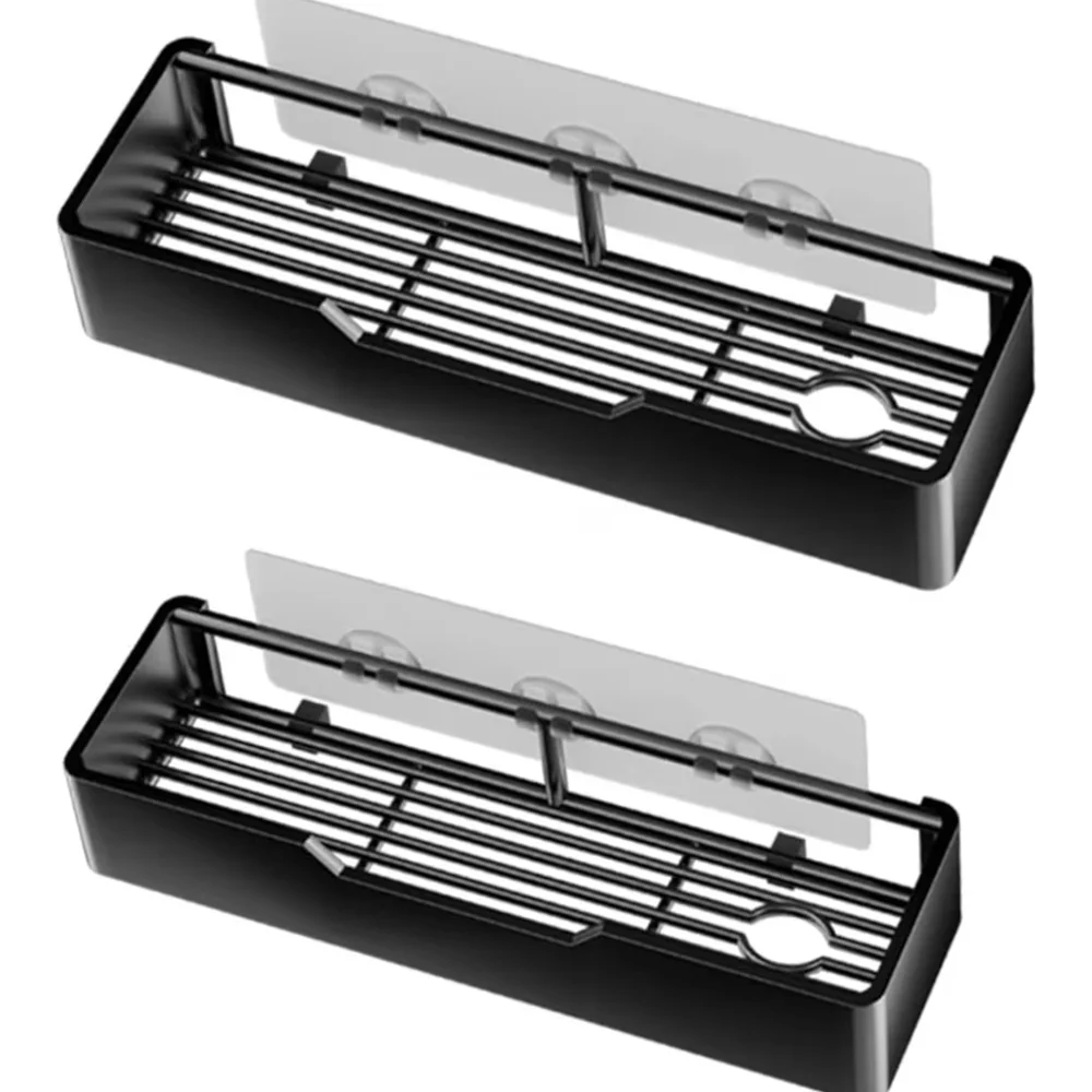 NEW Black No-Drill Bathroom Shelves